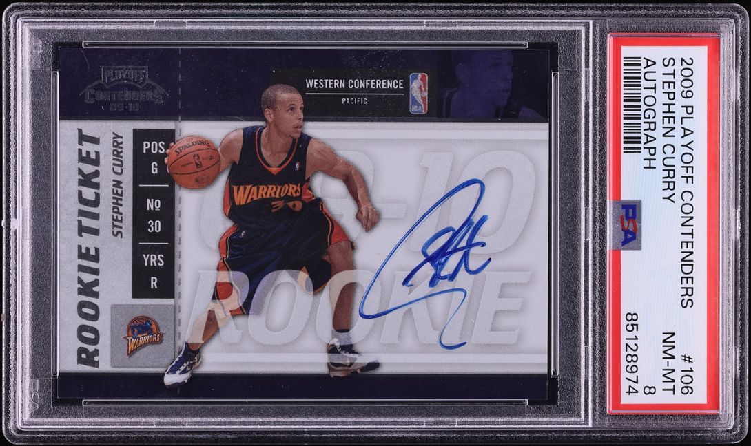 2009 Panini Playoff Contenders Stephen Curry ROOKIE AUTO #106 PSA 8 NM-MT