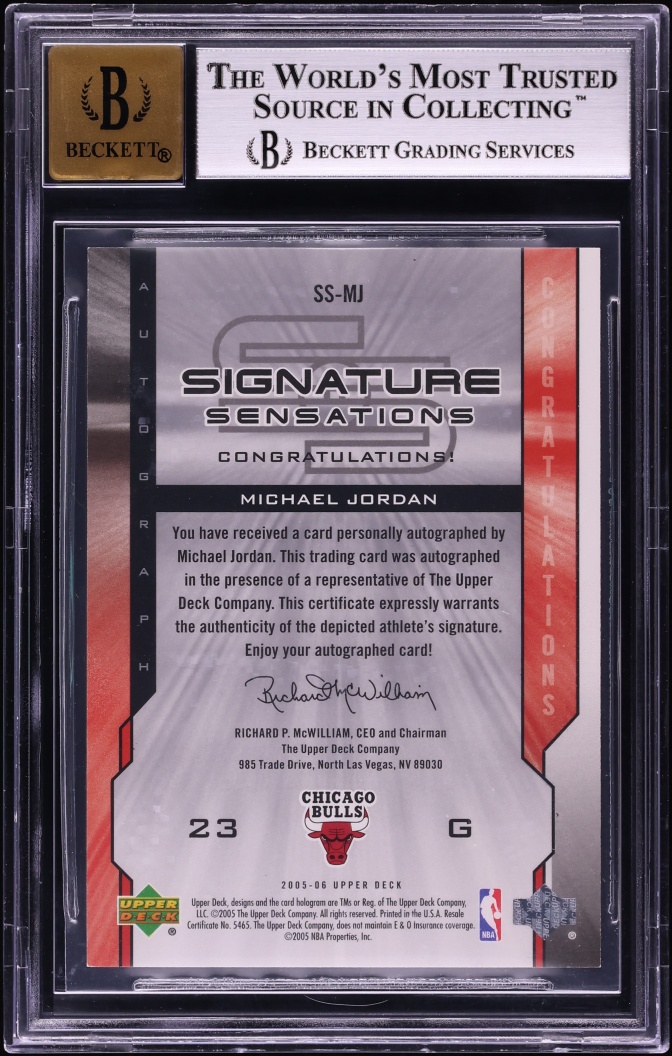 2005 Upper Deck Signature Sensations Michael Jordan AUTO 25/25 #SS-MJ BGS 8.5 NM-MT+