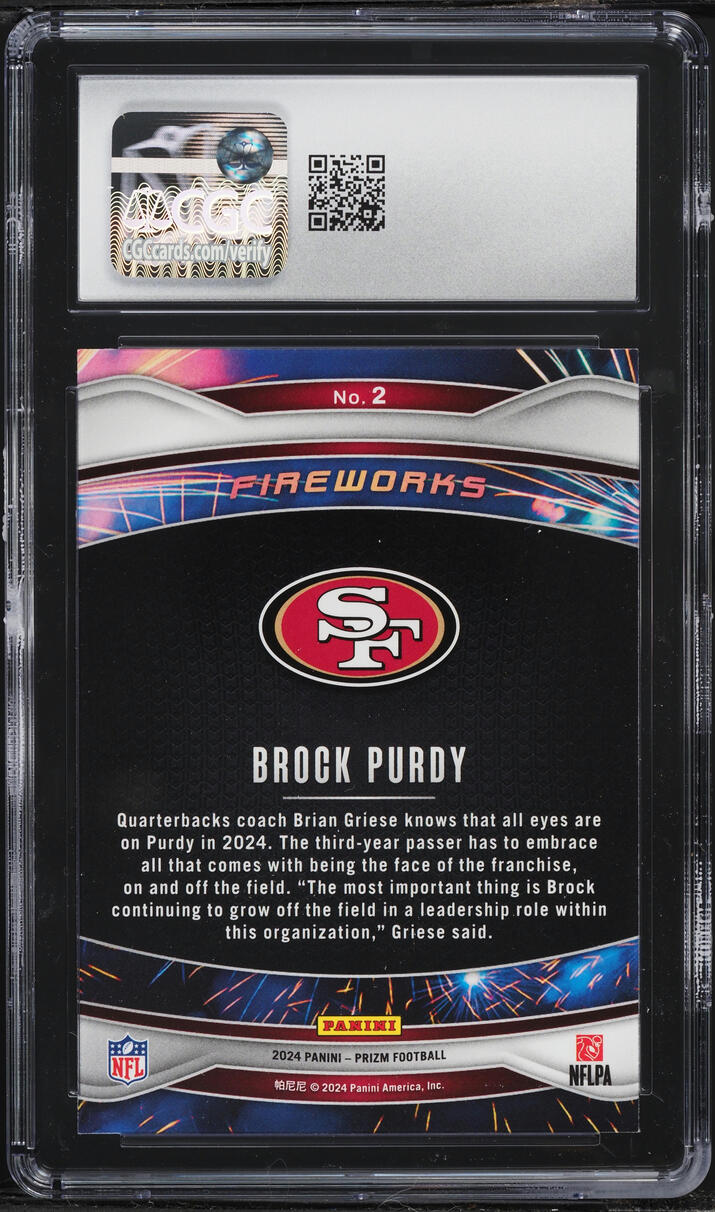 2024 Panini Prizm Fireworks Brock Purdy #2 CGC 10 GEM MINT