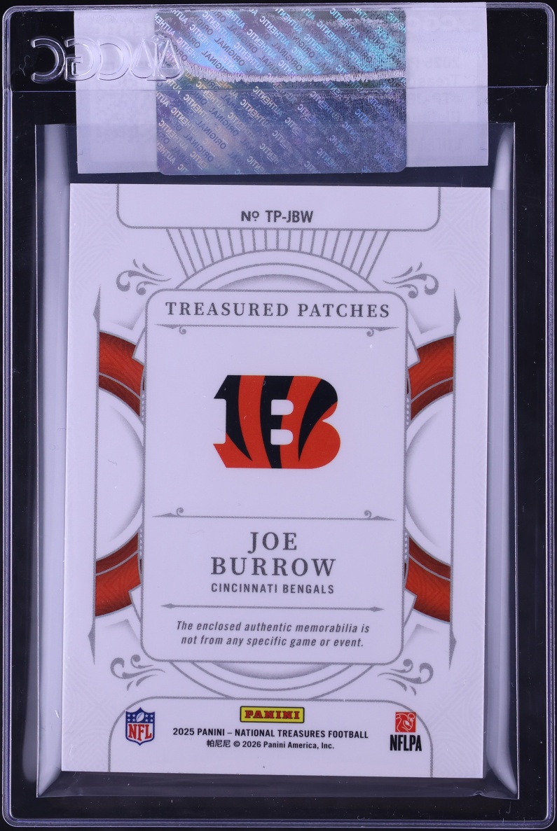 2025 National Treasures Treasured Platinum Joe Burrow NFL SHIELD PATCH 1/1 #TP-JBW CGC AUTH