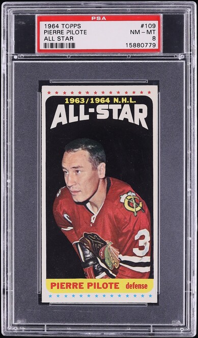 1964 Topps Hockey All Star Pierre Pilote #109 PSA 8 NM-MT