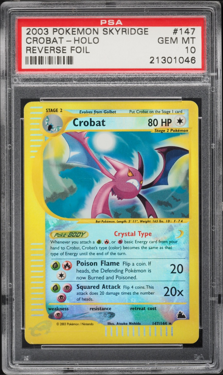 2003 Pokemon Skyridge Reverse Holo Crystal Crobat #147 PSA 10 GEM MINT