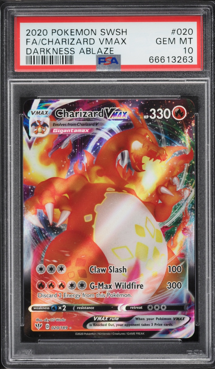 2020 Pokemon Sword & Shield Darkness Ablaze Full Art Charizard VMAX #20 PSA 10 GEM MINT