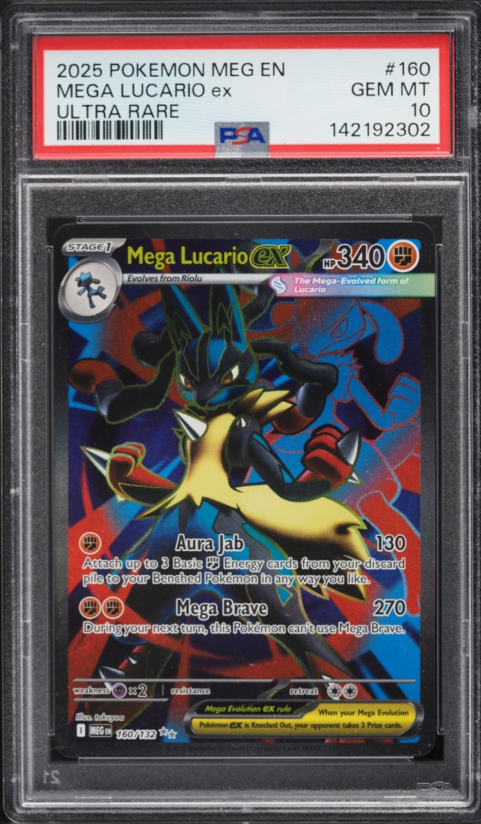 2025 Pokemon Mega Evolution Full Art Mega Lucario ex #160 PSA 10 GEM MINT