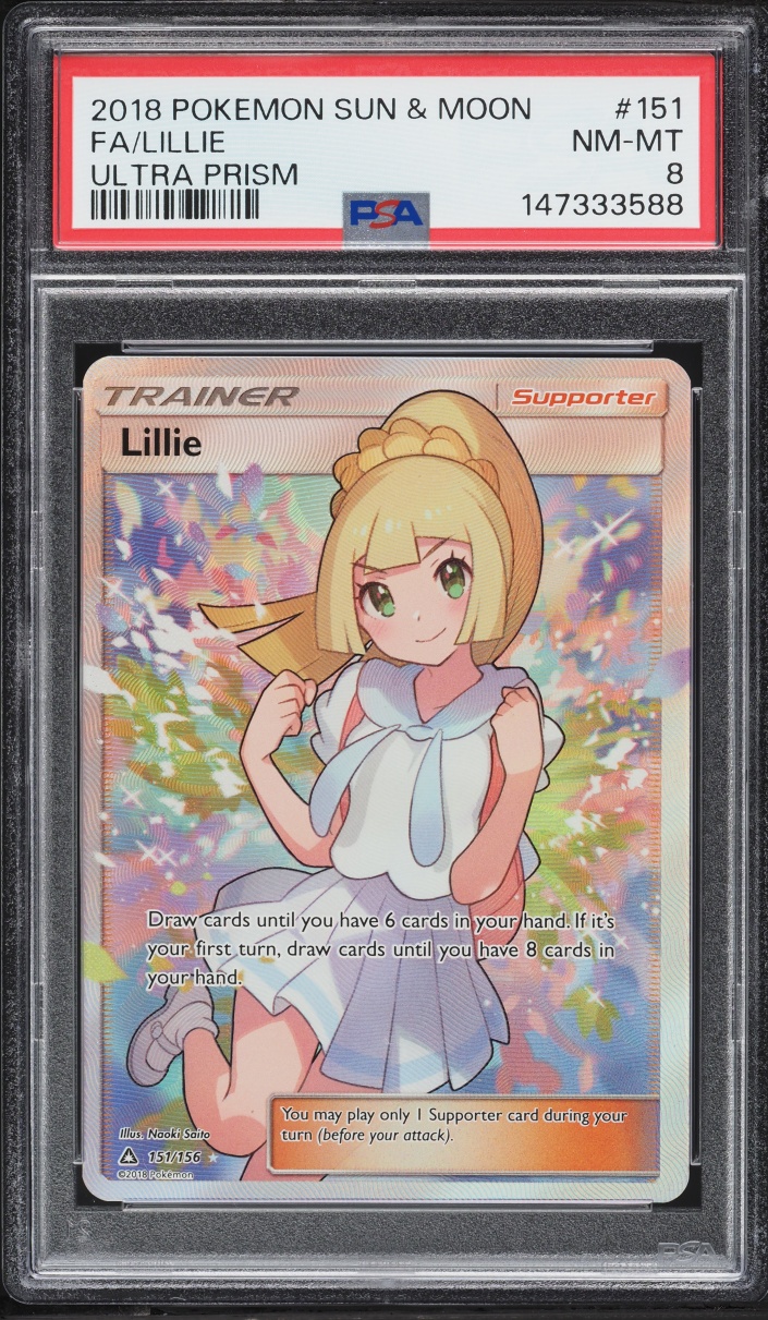 2018 Pokemon Sun & Moon Ultra Prism Full Art Lillie #151 PSA 8 NM-MT