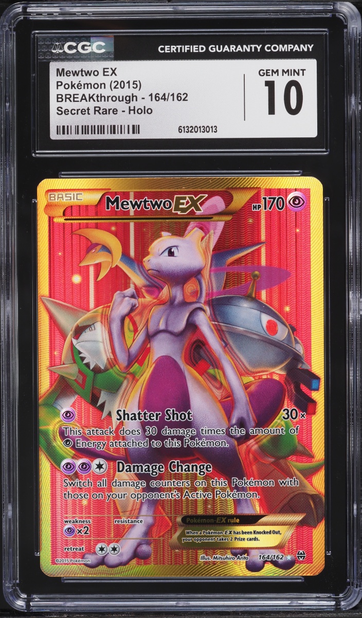 2015 Pokemon XY BREAKthrough SEC Mewtwo EX #164 CGC 10 GEM MINT