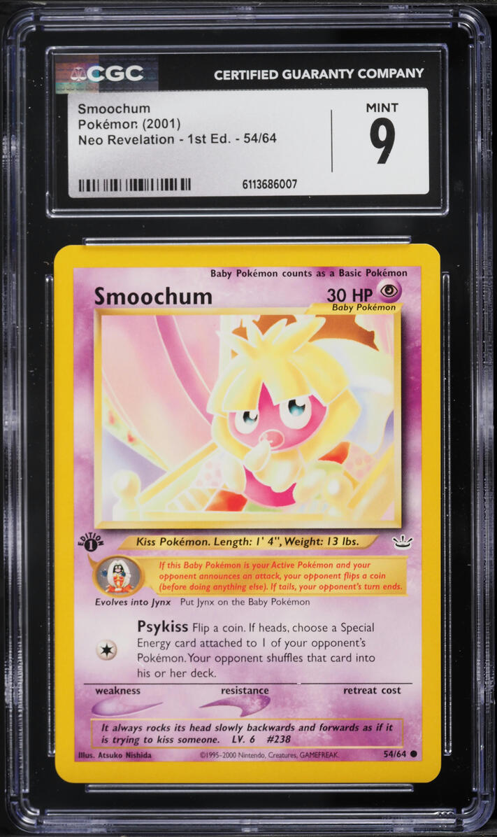 2001 Pokemon Neo Revelation 1st Edition Smoochum #54 CGC 9 MINT