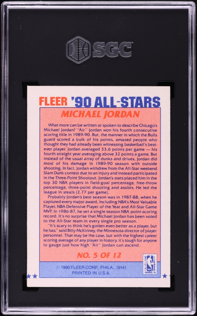 1990 Fleer All-Stars Michael Jordan #5 SGC 8.5 NM-MT+