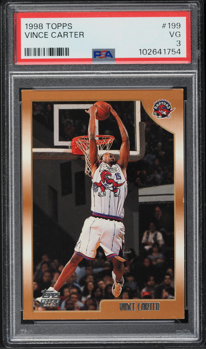 1998 Topps Basketball Vince Carter ROOKIE #199 PSA 3 VG