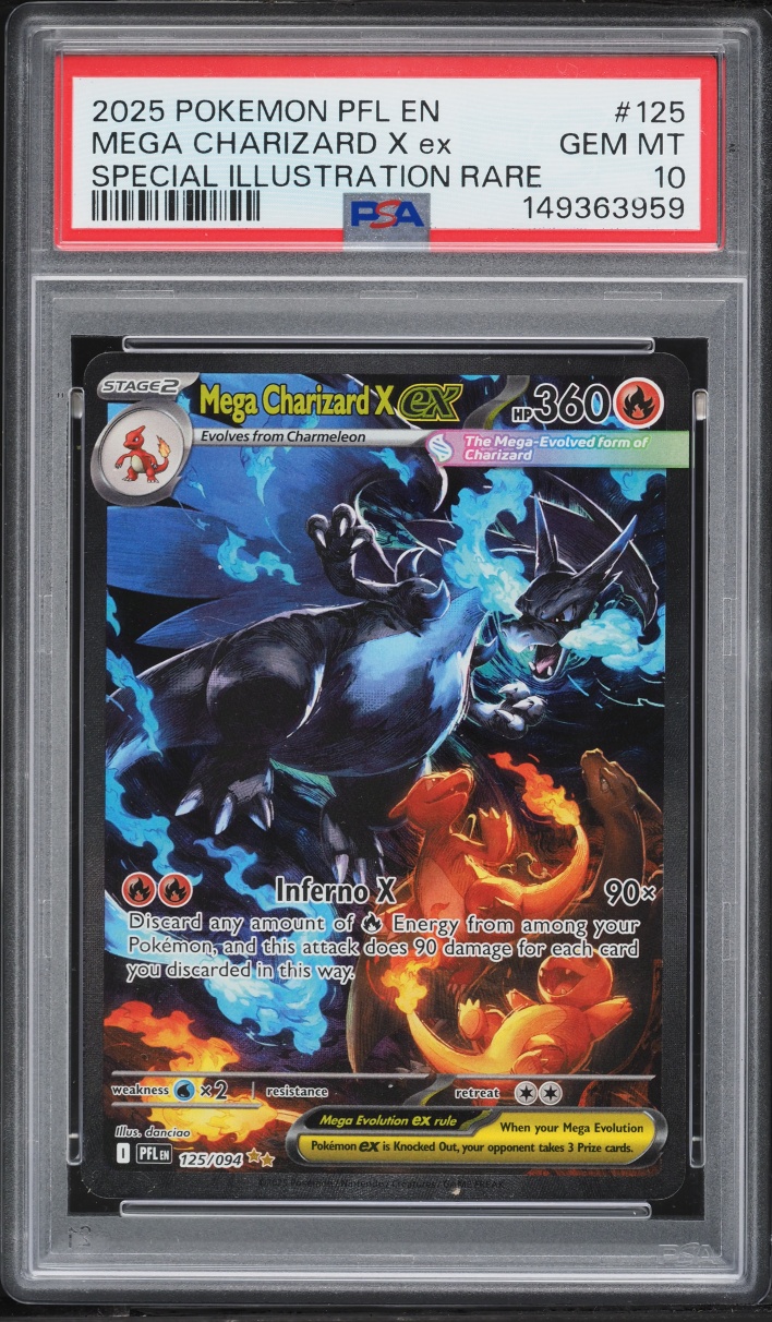 2025 Pokemon Mega Evolution Phantasmal Flames SIR Mega Charizard X Ex #125 PSA 10 GEM MINT