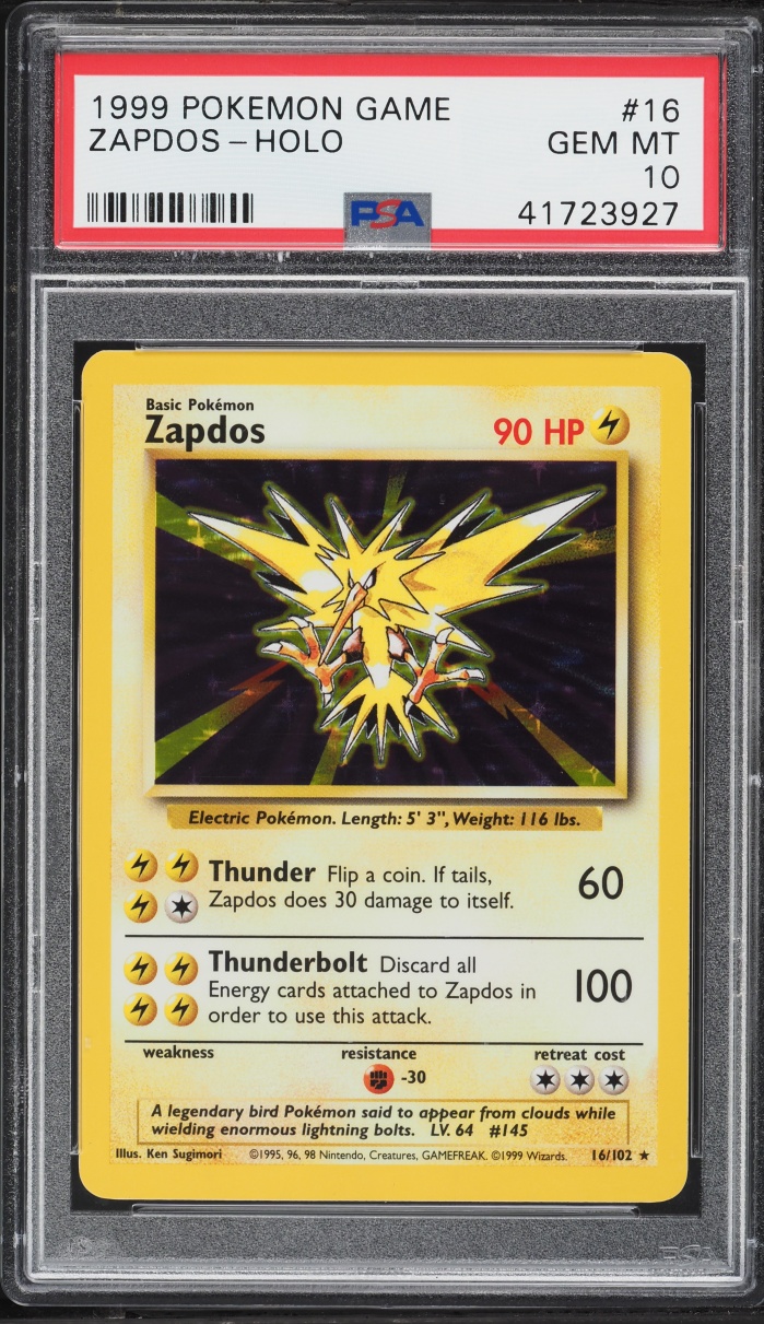 1999 Pokemon Base Set Holo Zapdos #16 PSA 10 GEM MINT
