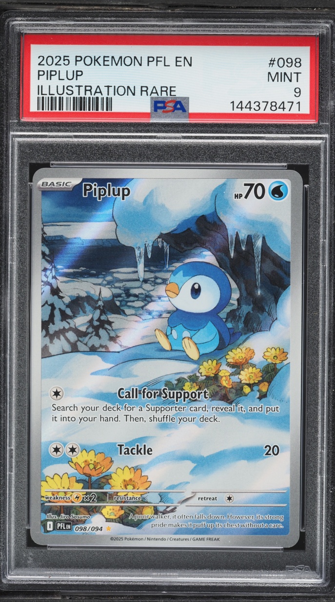 2025 Pokemon Mega Evolution Phantasmal Flames IR Piplup #98 PSA 9 MINT