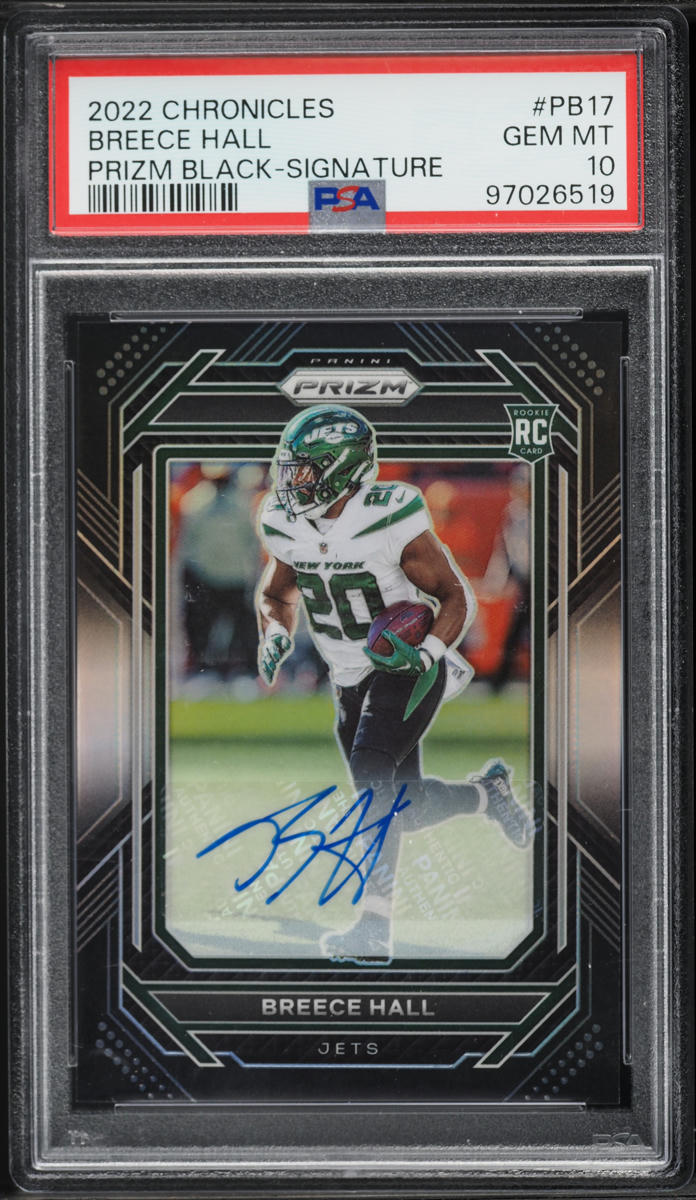 2022 Panini Chronicles Prizm Black Breece Hall ROOKIE AUTO #PB-17 PSA 10 GEM MINT