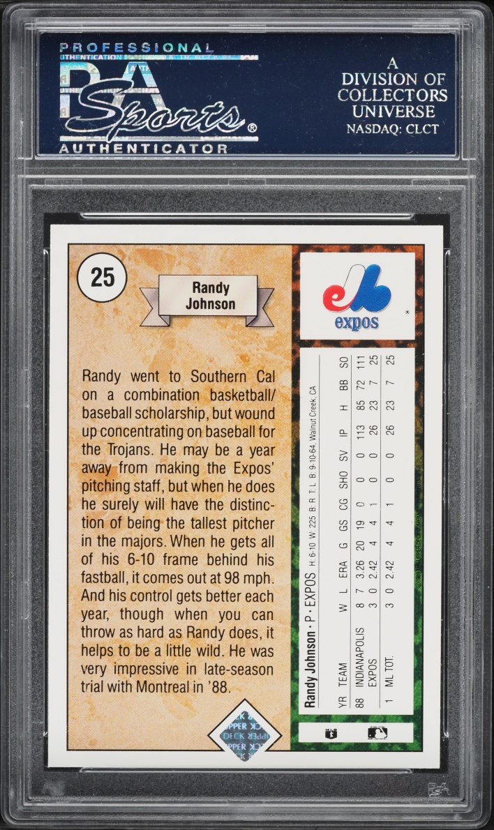 1989 Upper Deck Star Randy Johnson ROOKIE #25 PSA 9 MINT