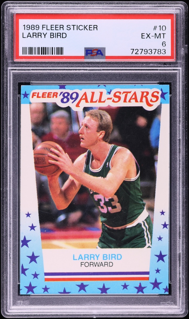 1989 Fleer Sticker Larry Bird #10 PSA 6 EXMT