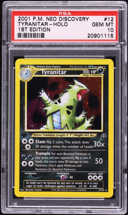 2001 Pokemon Neo Discovery 1st Edition Holo Tyranitar #12 PSA 10 GEM MINT