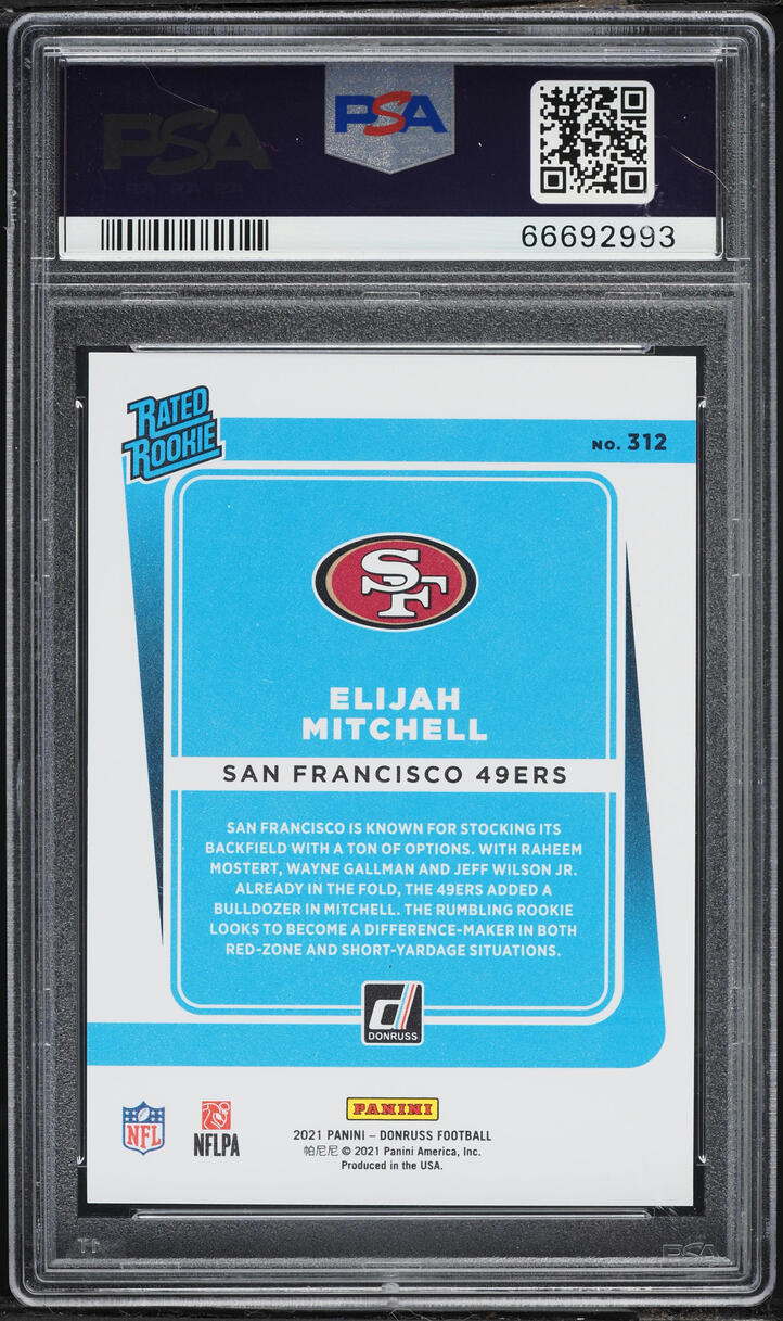 2021 Donruss Press Proof Premium Elijah Mitchell ROOKIE #312 PSA 10 GEM MINT