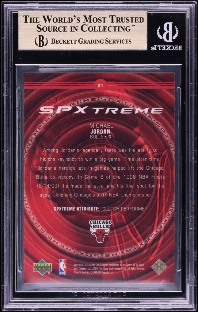 1999 SPx SPxtreme Michael Jordan #X1 BGS 9.5 GEM MINT