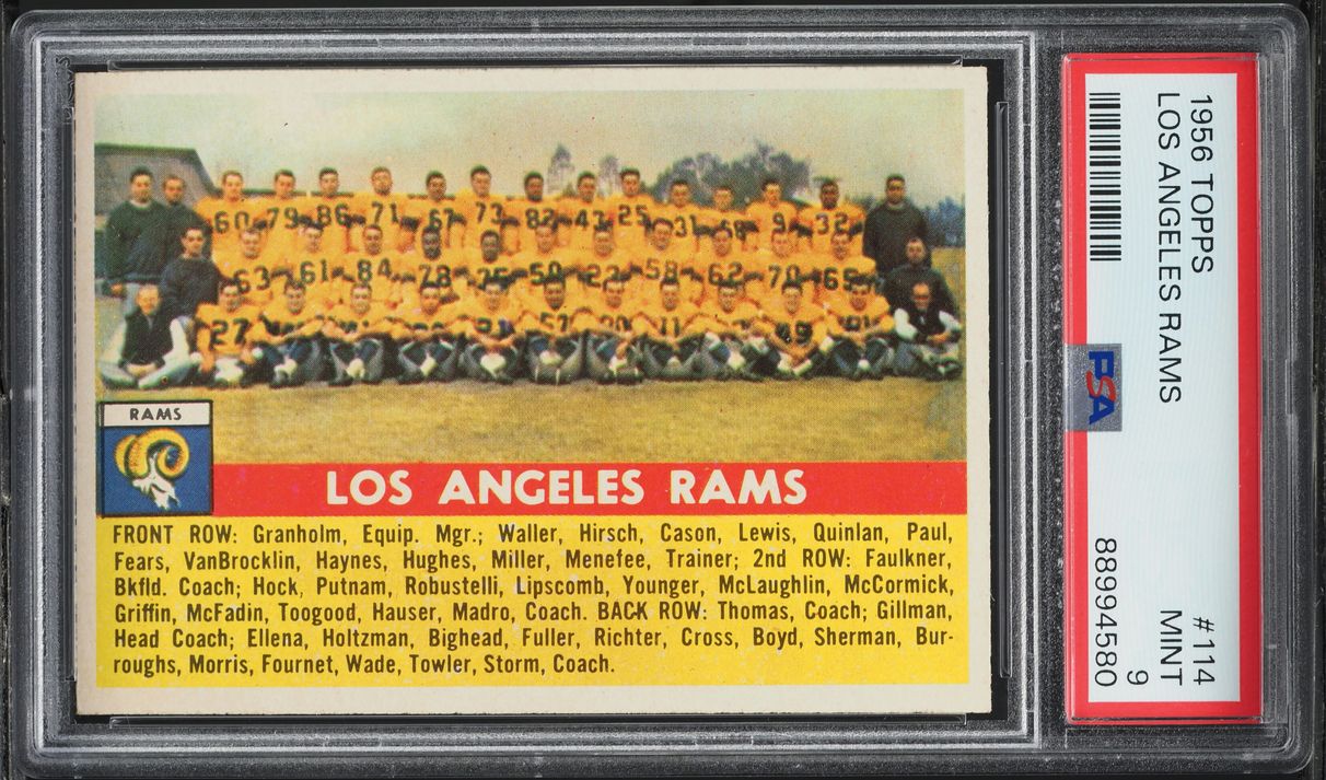 1956 Topps Football Los Angeles Rams #114 PSA 9 MINT