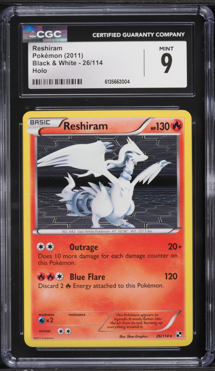 2011 Pokemon Black & White Holo Reshiram #26 CGC 9 MINT