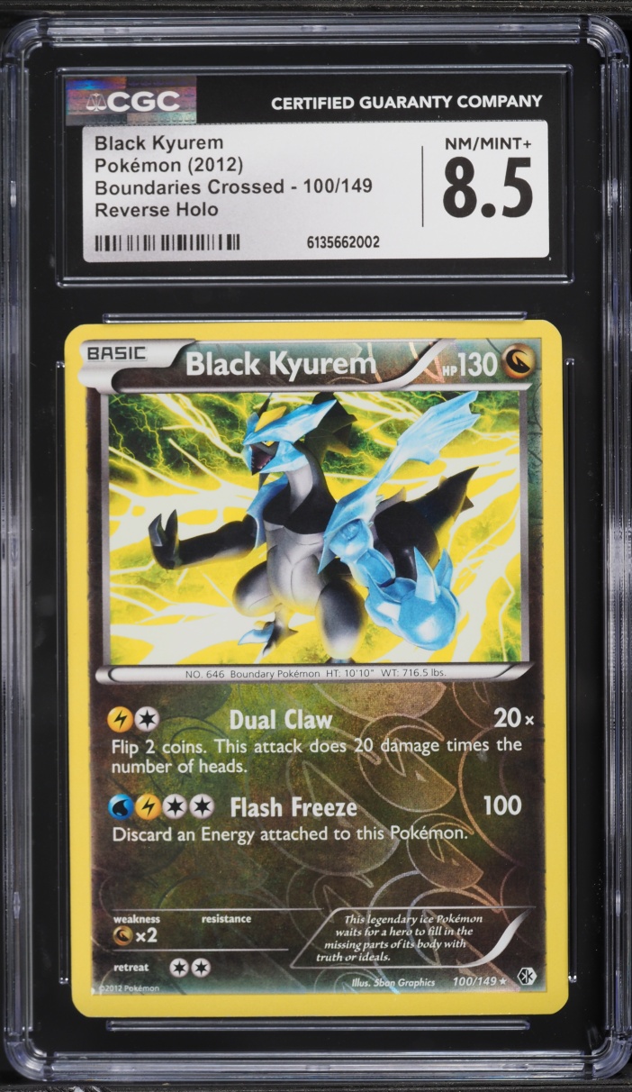 2012 Pokemon Black & White Boundaries Crossed Reverse Holo Black Kyurem #100 CGC 8.5 NM-MT+