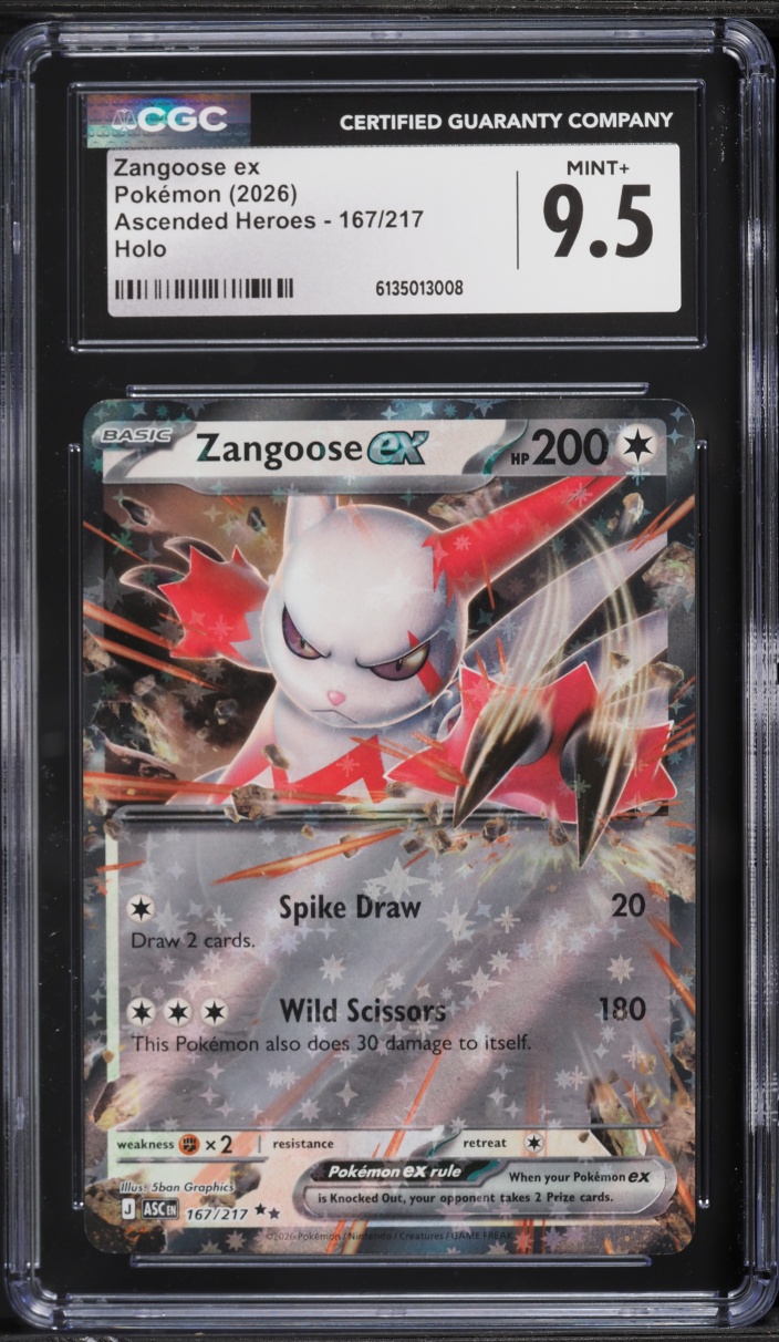 2026 Pokemon Mega Evolution Ascended Heroes Holo Zangoose ex #167 CGC 9.5 MINT+