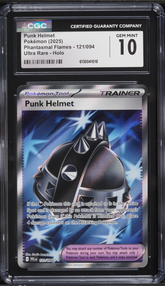 2025 Pokemon Mega Phantasmal Flames Full Art Punk Helmet #121 CGC 10 GEM MINT