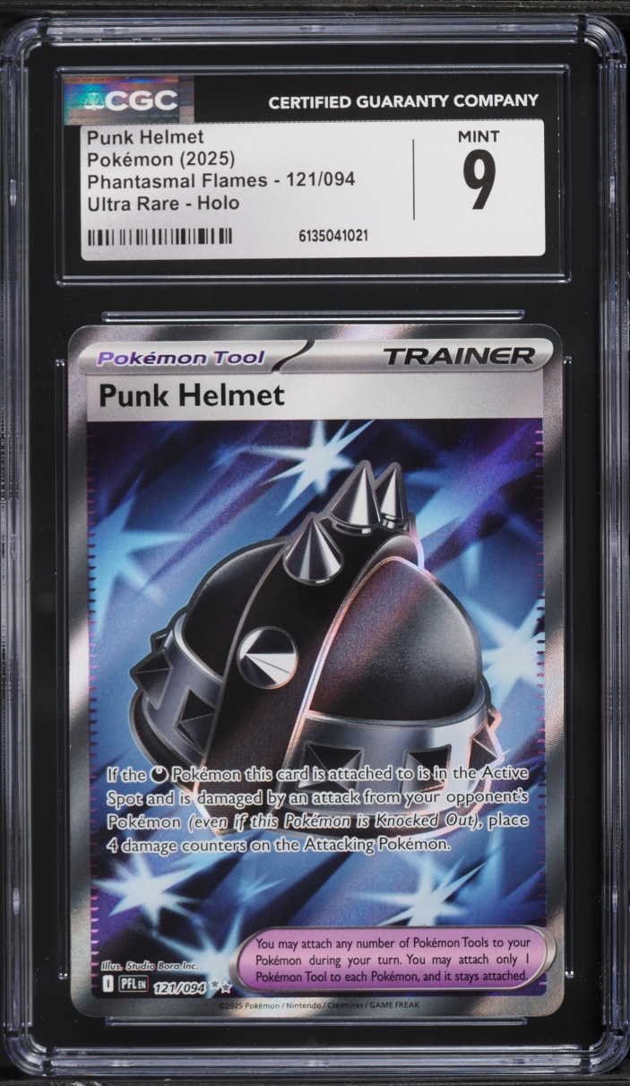 2025 Pokemon Mega Phantasmal Flames Full Art Punk Helmet #121 CGC 9 MINT