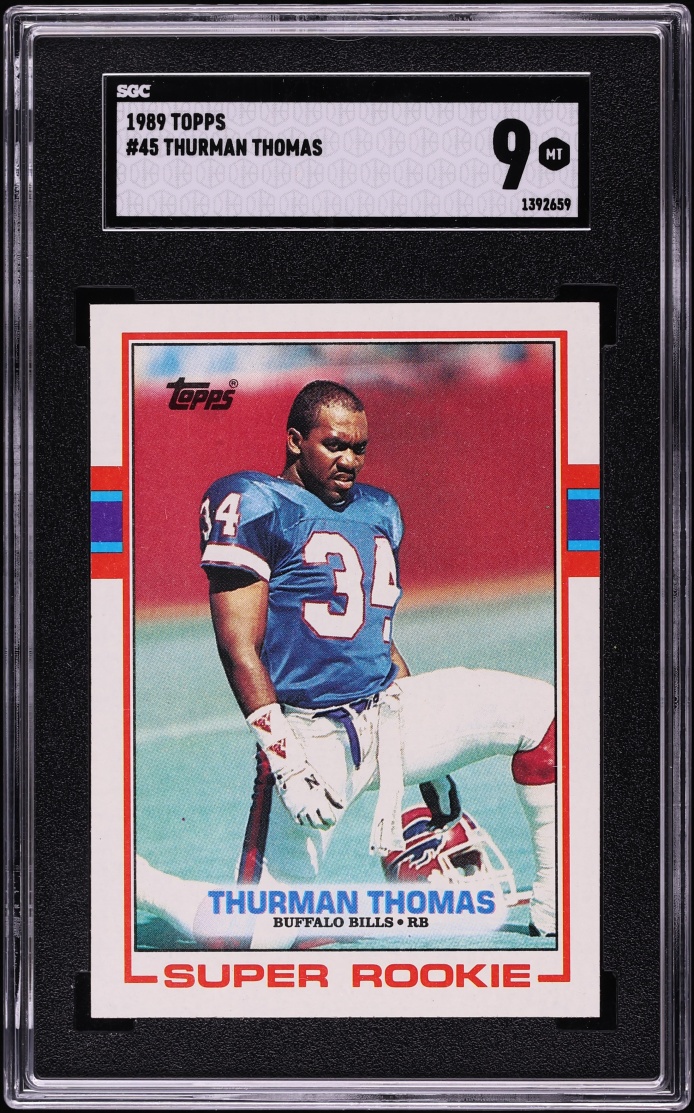 1989 Topps Football Thurman Thomas ROOKIE #45 SGC 9 MINT