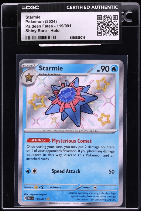 2024 Pokemon Scarlet & Violet Paldean Fates Shiny Starmie #119 CGC AUTH