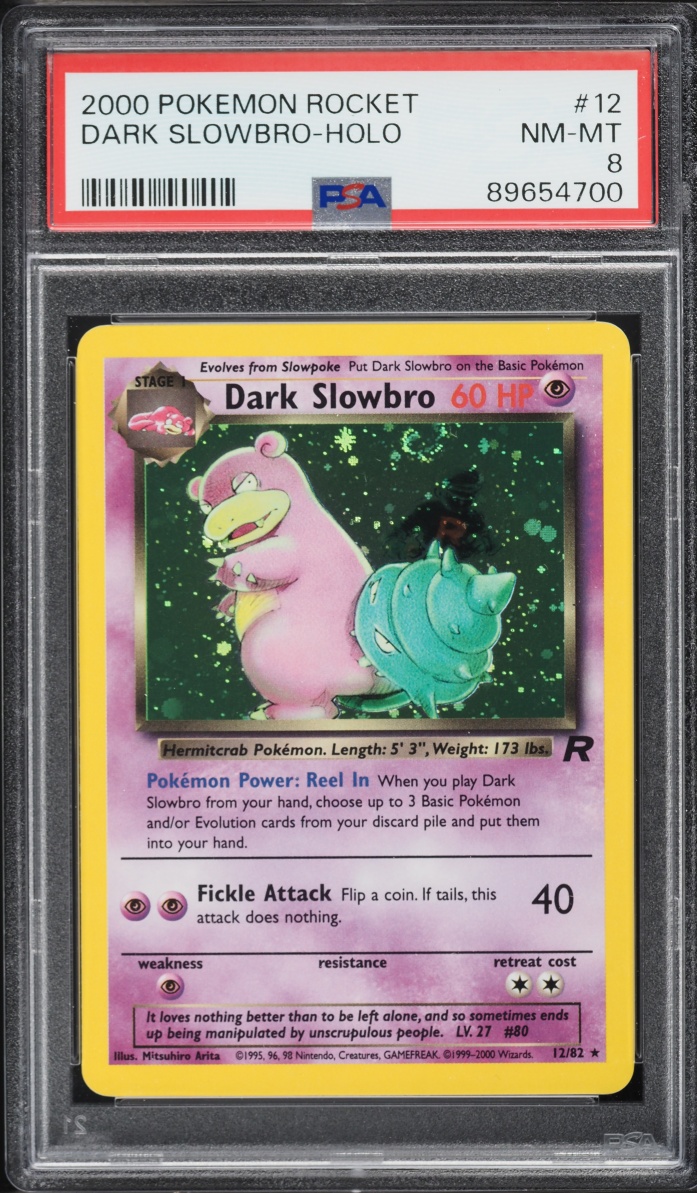 2000 Pokemon Team Rocket Holo Dark Slowbro #12 PSA 8 NM-MT