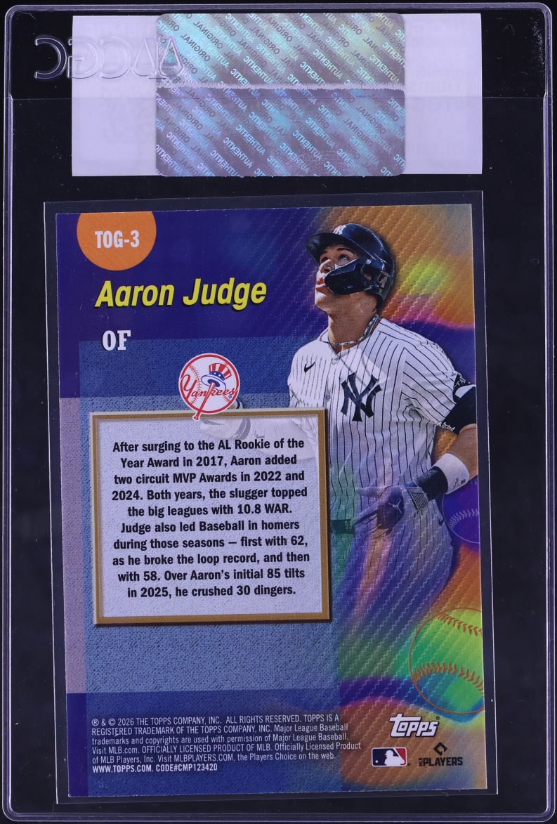 2026 Topps Titans Of The Game Aaron Judge #TOG-3 CGC AUTH