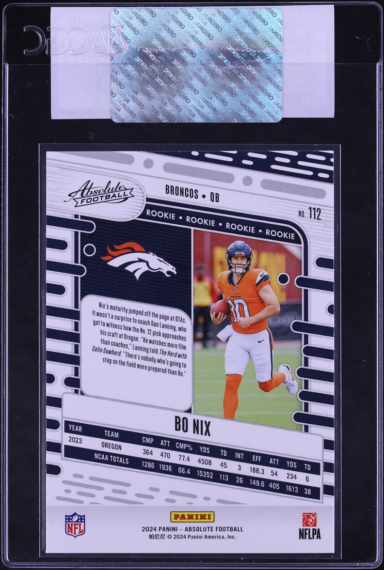 2024 Absolute Football Bo Nix ROOKIE #112 CGC AUTH