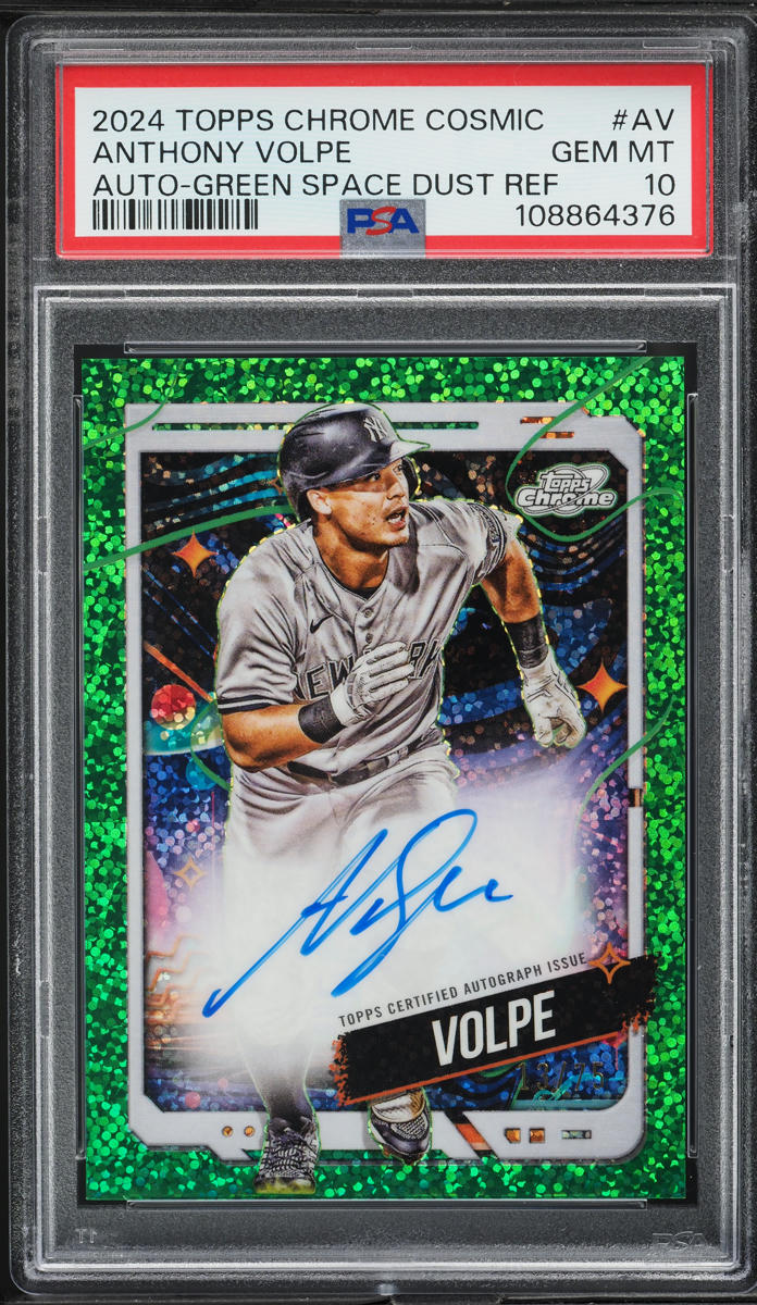 2024 Topps Chrome Cosmic Green Space Dust Anthony Volpe AUTO /75 PSA 10 GEM MINT