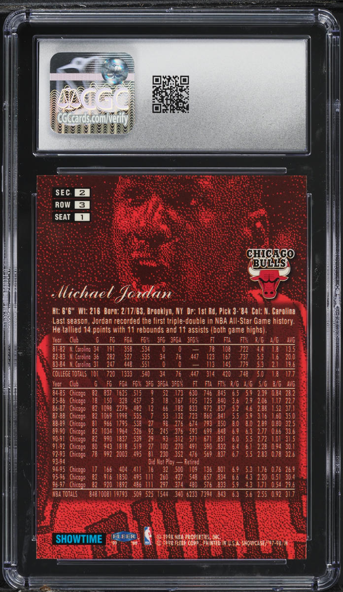 1997 Flair Showcase Row 3 Michael Jordan #1 CGC 8 NM-MT