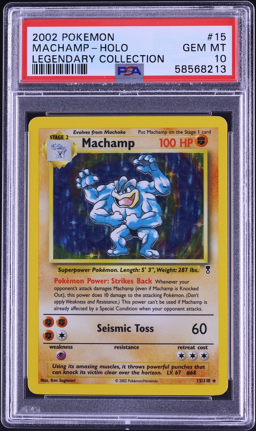 2002 Pokemon Legendary Collection Holo Machamp #15 PSA 10 GEM MINT