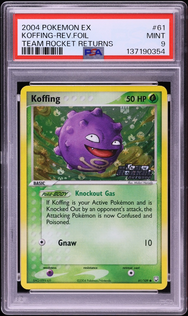2004 Pokemon EX Team Rocket Returns Reverse Holo Koffing #61 PSA 9 MINT