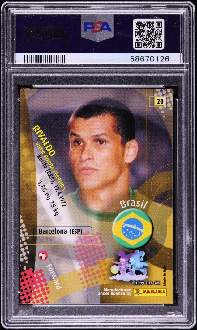2002 Panini World Cup Japan Exclusive Rivaldo #20 PSA 9 MINT