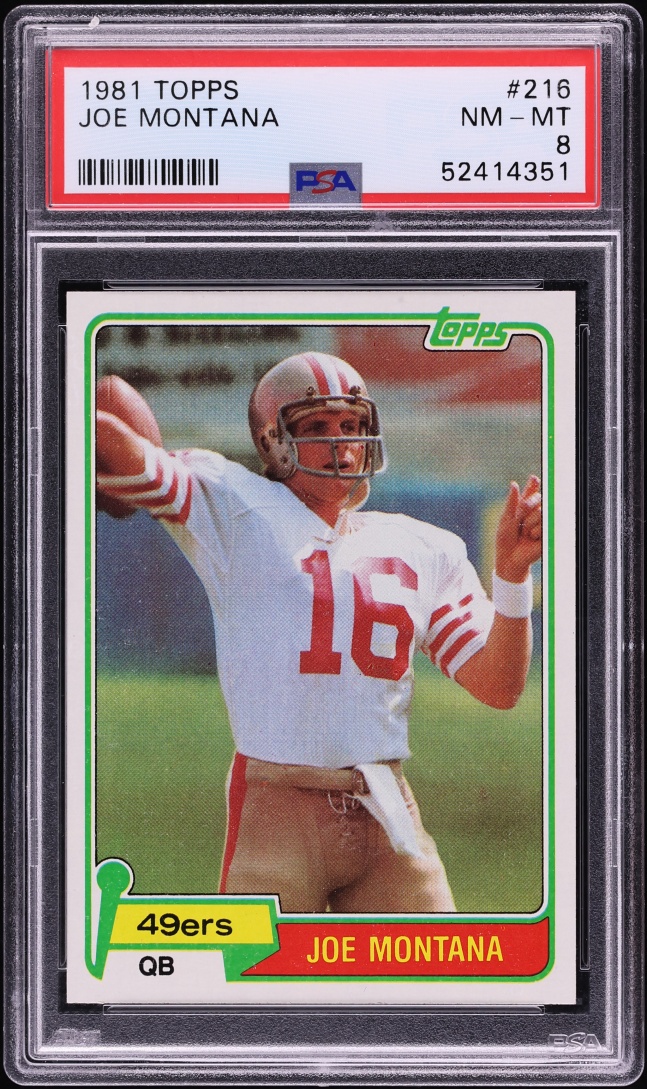 1981 Topps Football Joe Montana ROOKIE #216 PSA 8 NM-MT
