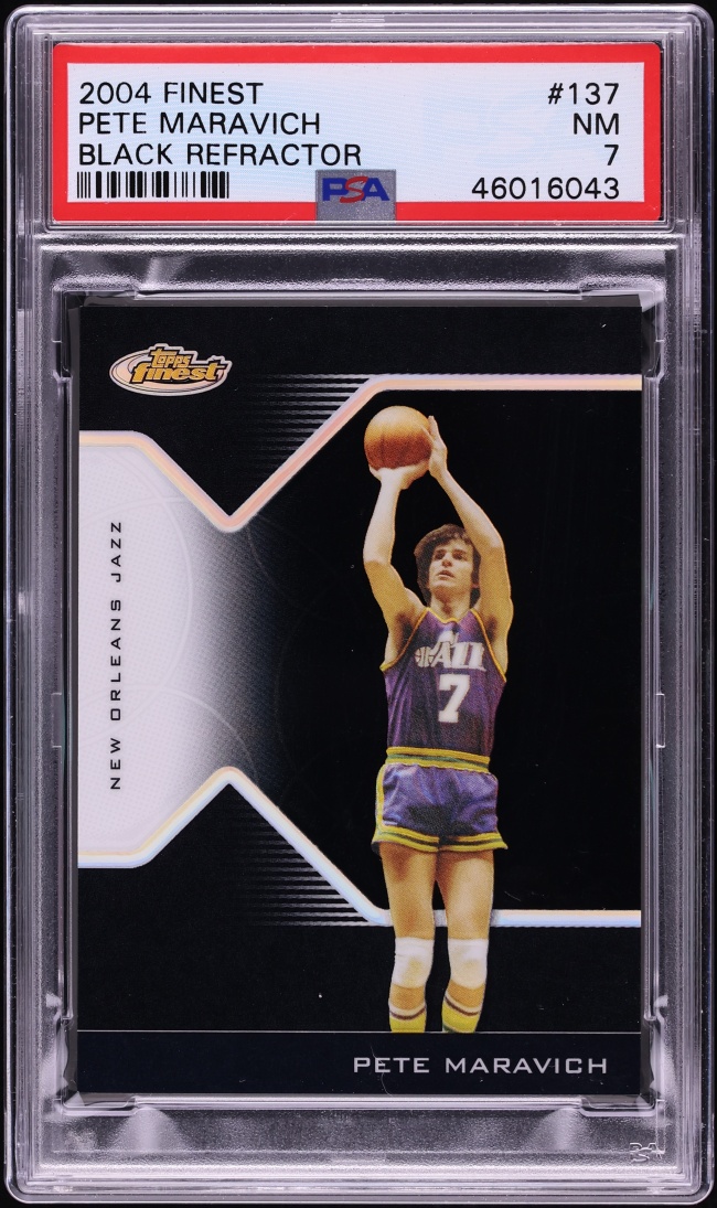 2004 Finest Black Refractor Pete Maravich /29 #137 PSA 7 NRMT