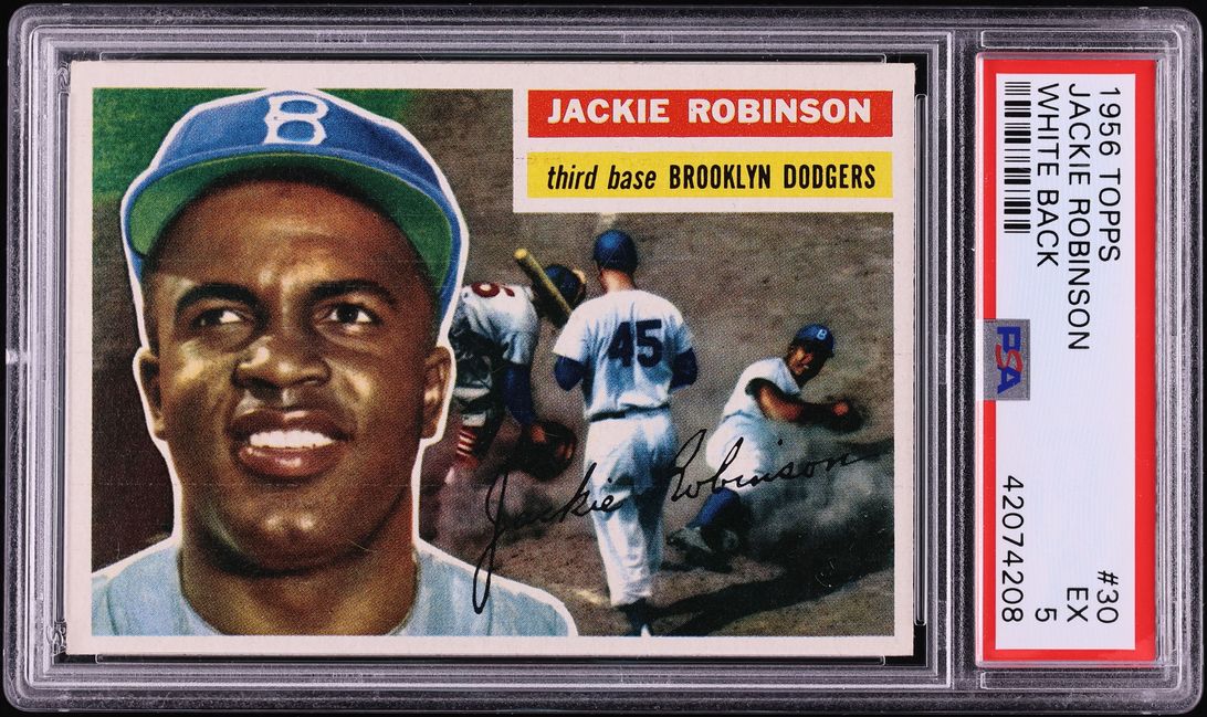 1956 Topps Jackie Robinson WHITE BACK #30 PSA 5 EX