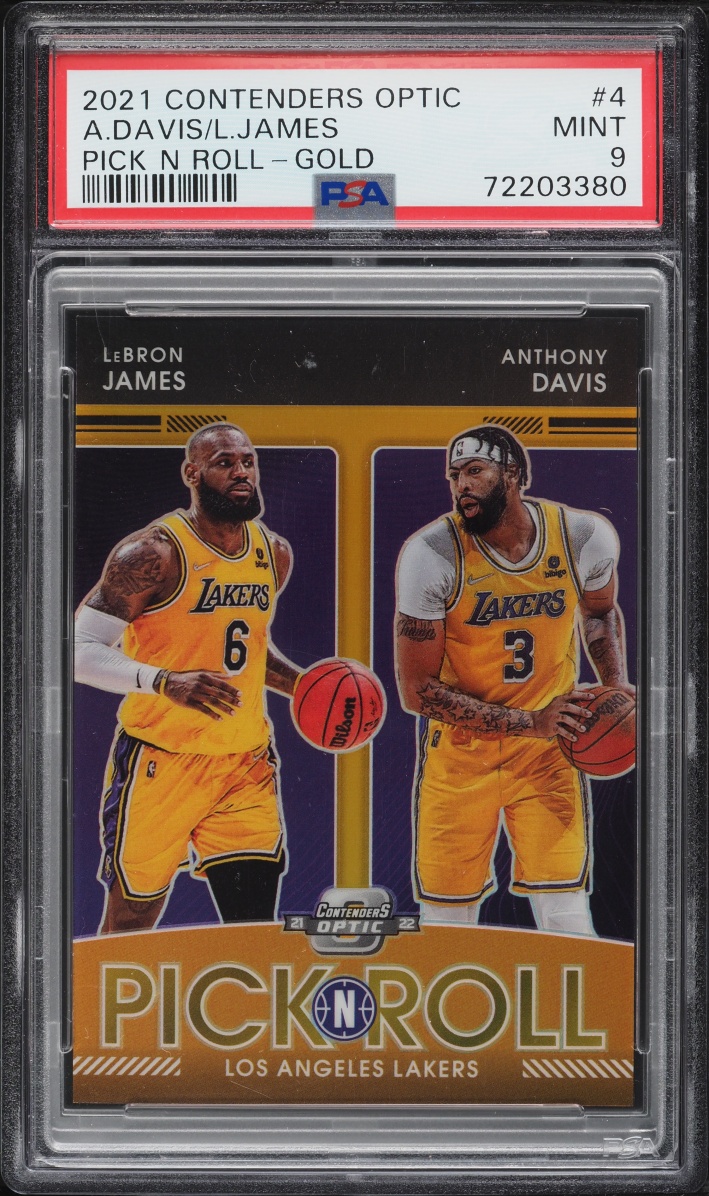 2021 Panini Contenders Optic Pick N Roll Gold Anthony Davis & LeBron James /10 #4 PSA 9 MINT