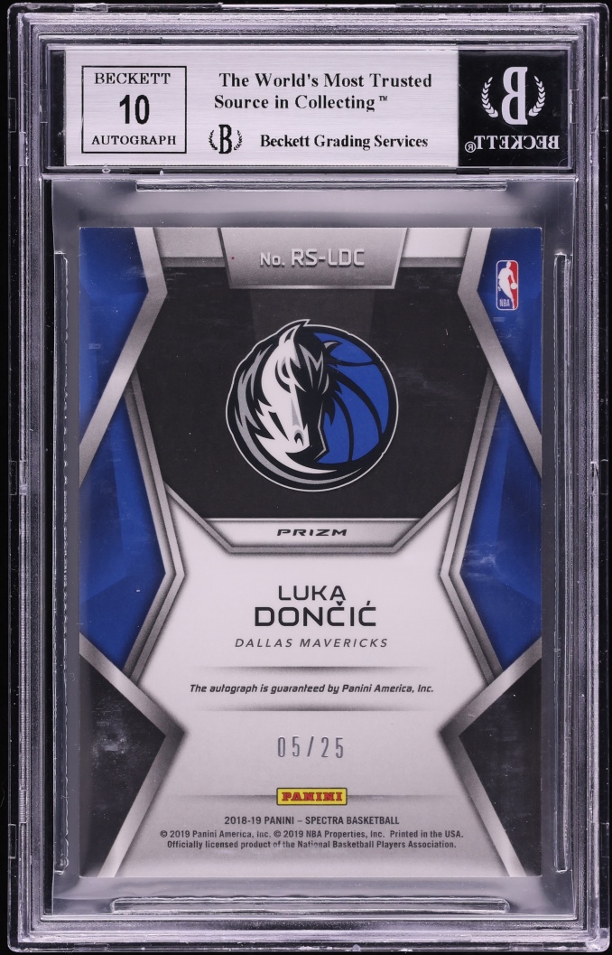 2018 Panini Spectra Rising Stars Neon Pink Luka Doncic ROOKIE AUTO /25 BGS 8.5 NM-MT+