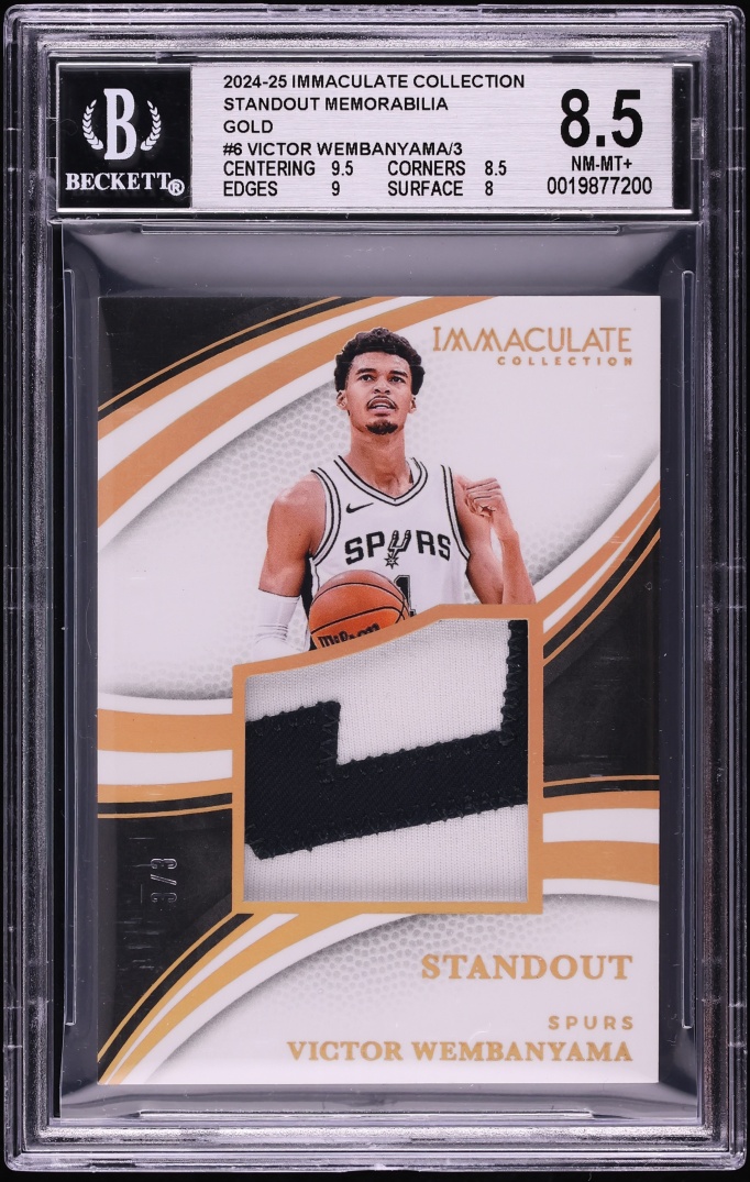 2024 Immaculate Collection Standout Memorabilia Gold Victor Wembanyama PATCH 3/3 BGS 8.5