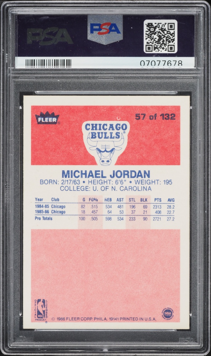 1986 Fleer Basketball Michael Jordan ROOKIE #57 PSA 7 NRMT