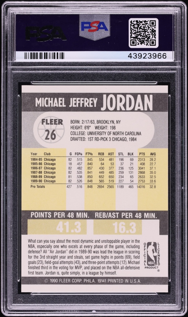1990 Fleer Basketball Michael Jordan #26 PSA 9 MINT