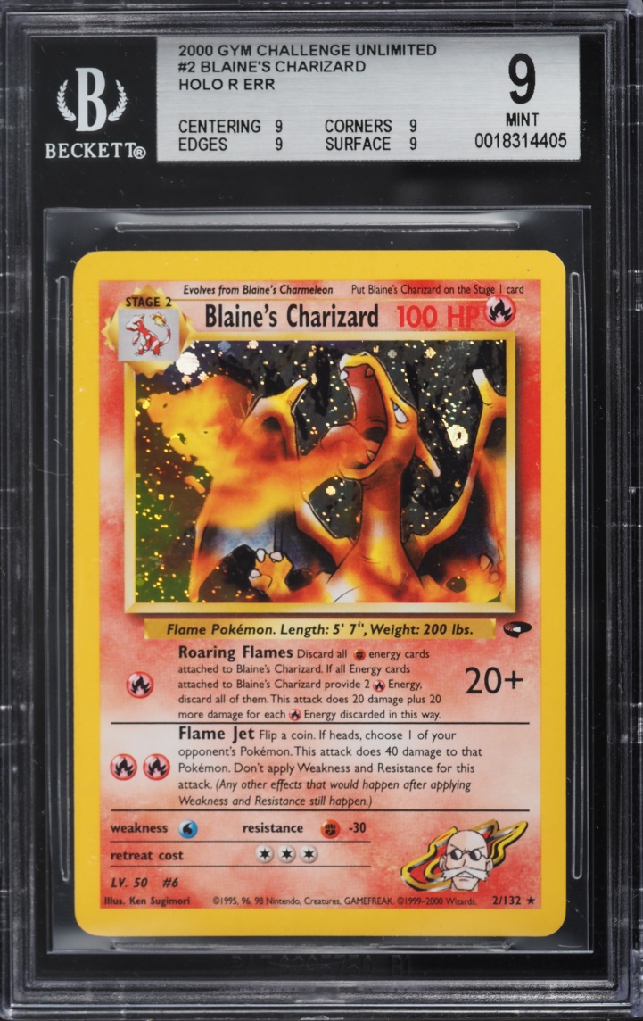 2000 Pokemon Gym Challenge Holo Blaine's Charizard #2 BGS 9 MINT