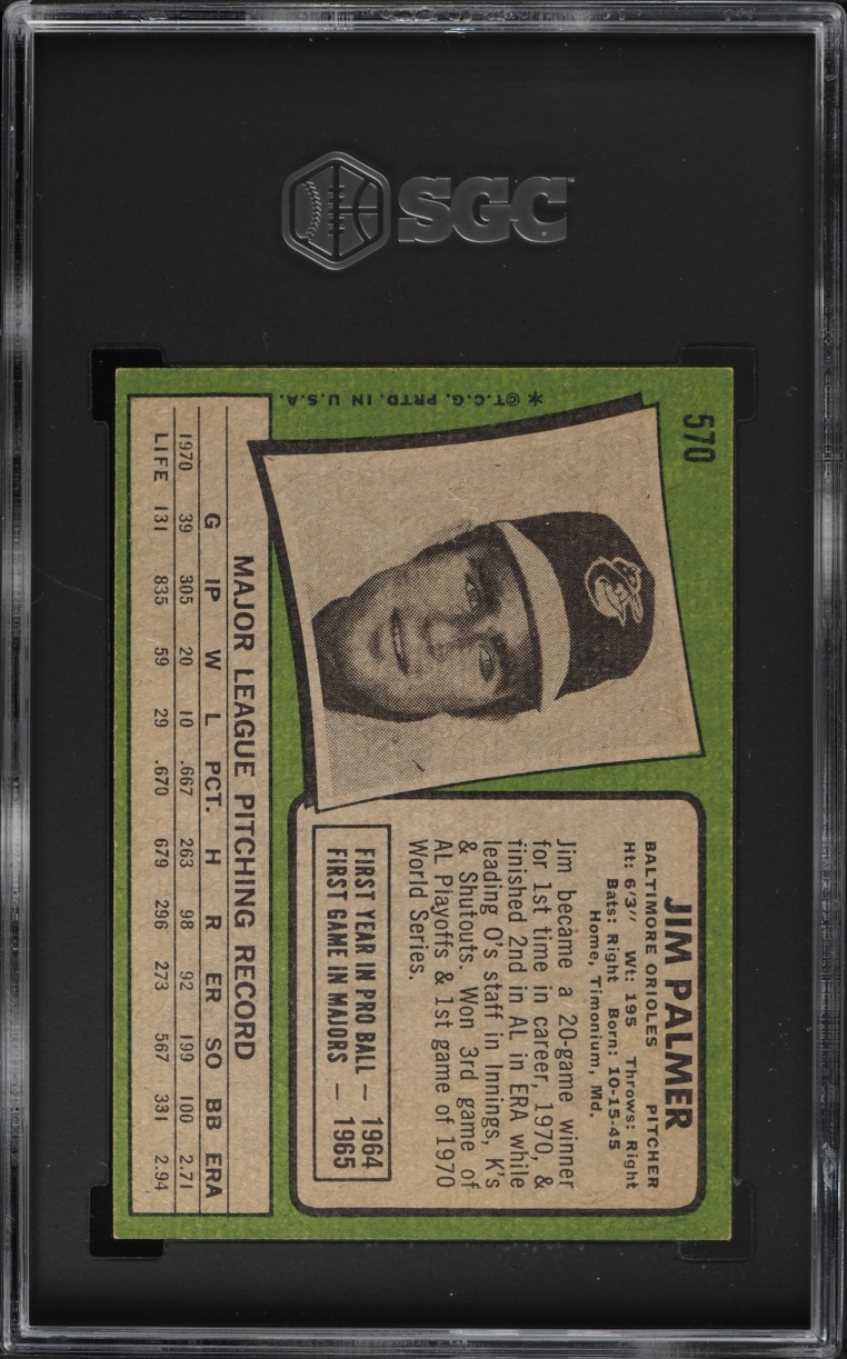 1971 Topps Jim Palmer #570 SGC 6 EXMT
