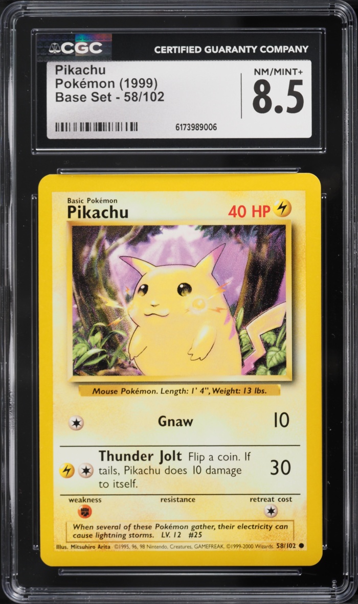 1999 Pokemon Base Set Pikachu #58 CGC 8.5 NM-MT+