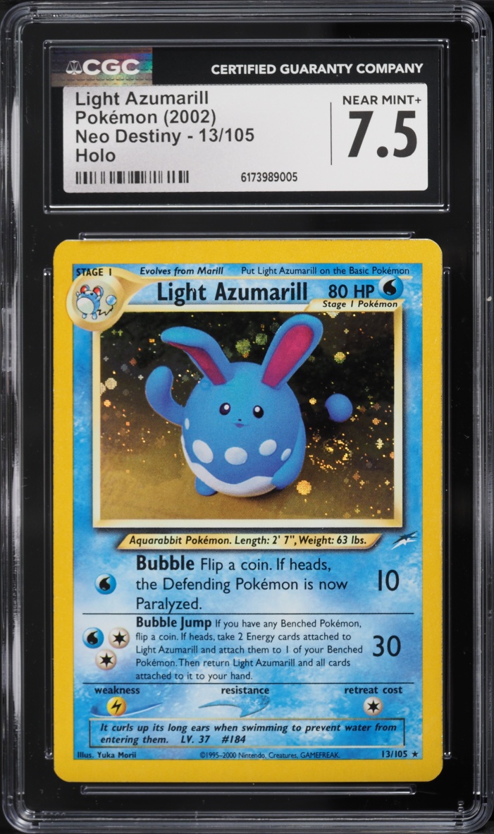 2002 Pokemon Neo Destiny Holo Light Azumarill #13 CGC 7.5 NRMT+